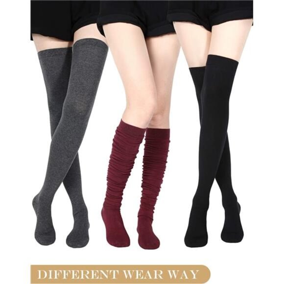 Extra Long Socks Thigh High Cotton Socks Extra Long Boot Stockings for Women - Picture 3 of 7